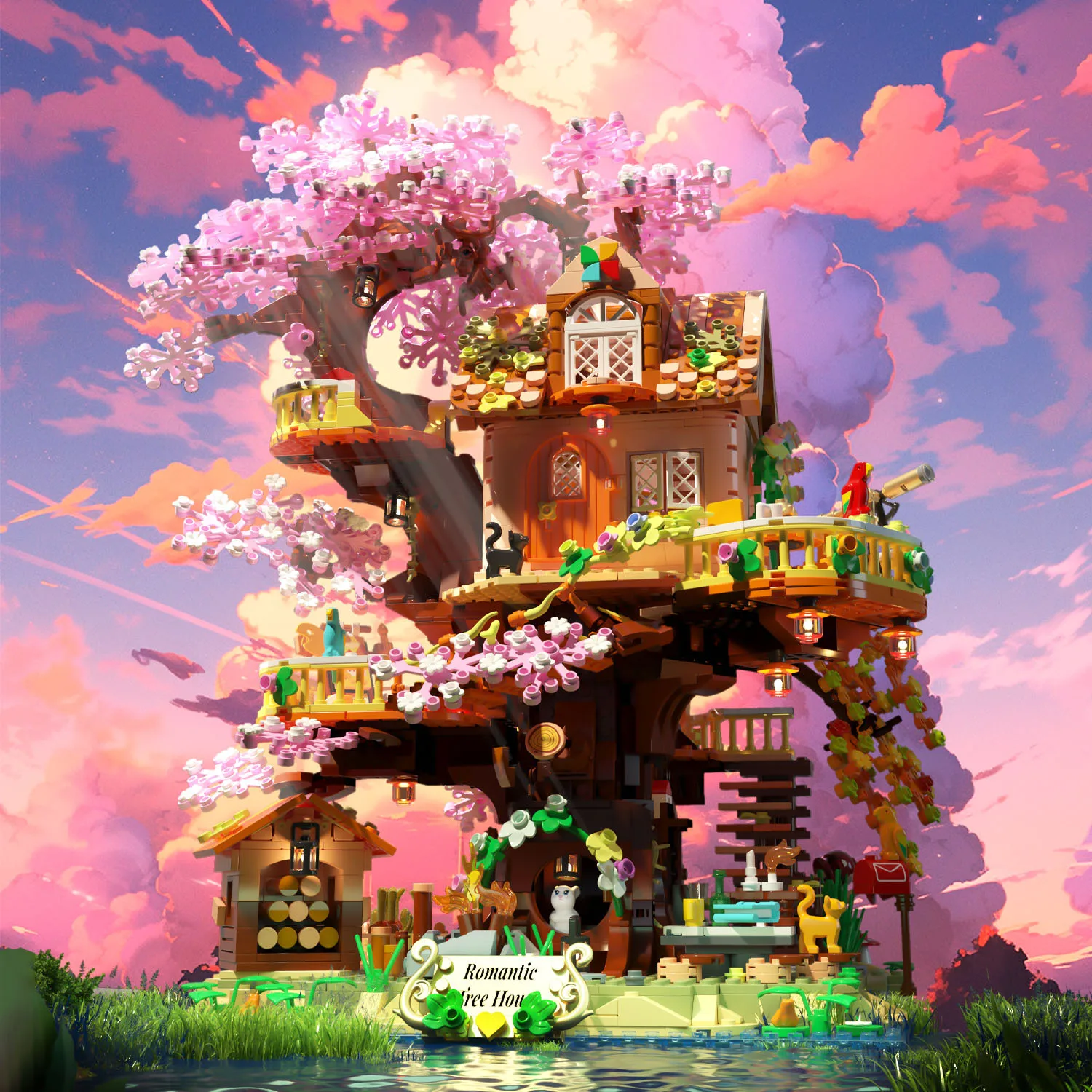 

Creative Treehouse Assembly Toy Blocks Natural Landscape Model Children's Gift NO.612010