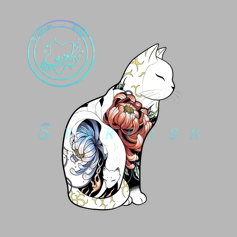 

Horitomo Monmon Cat Decal Window Motorcycle Camping Car Bumper Helmet Laptop Decoration PVC Material Waterproof and Sunscreen