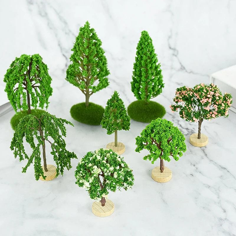 Simulation Mini Tree Model Green Scenery Landscape Sand Table DIY Model Ornament Miniature Miniatures Layout Tree Crafts Decor