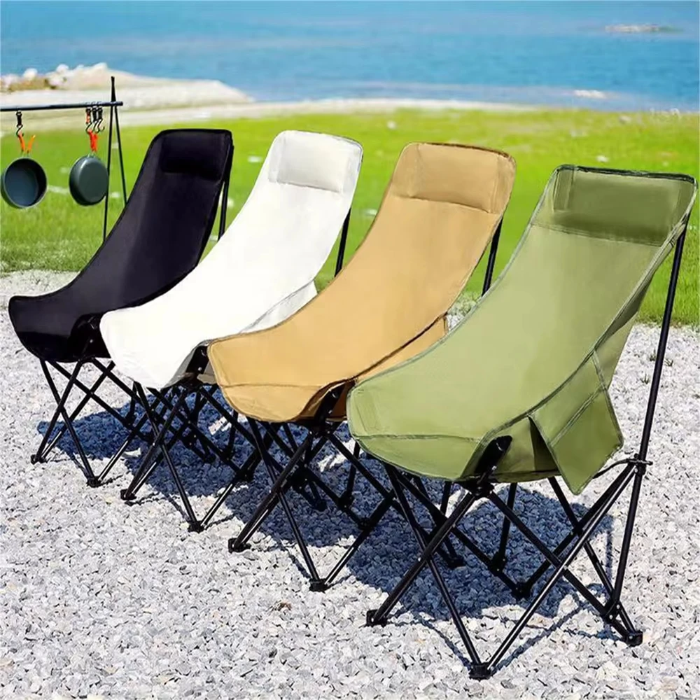 Folding Chairs Heavy Duty Moon Chair with Carry Bag, Outdoor Lumbar Back Padded with Side Pockets, Built Durable and Reliable