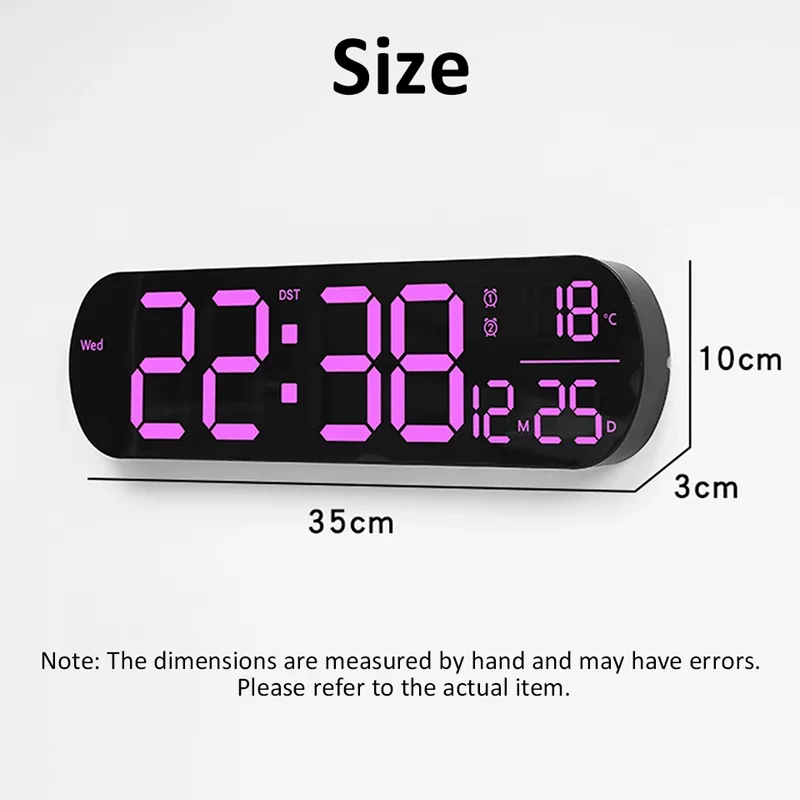 LED ساعة حائط رقمية مضيئة مع جهاز التحكم عن بعد أضواء المحيطة 14 ''الإبداعية RGB ساعة تنبيه تاريخ درجة الحرارة عرض ديكور المنزل