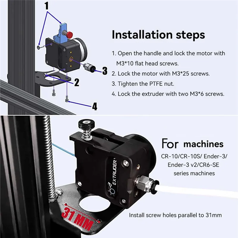 ABJG-Per HGT Dual Gear Riduttore Estrusore Alimentazione ad alta precisione Filamento flessibile disponibile per stampante 3D CR10 Ender3 CR6SE