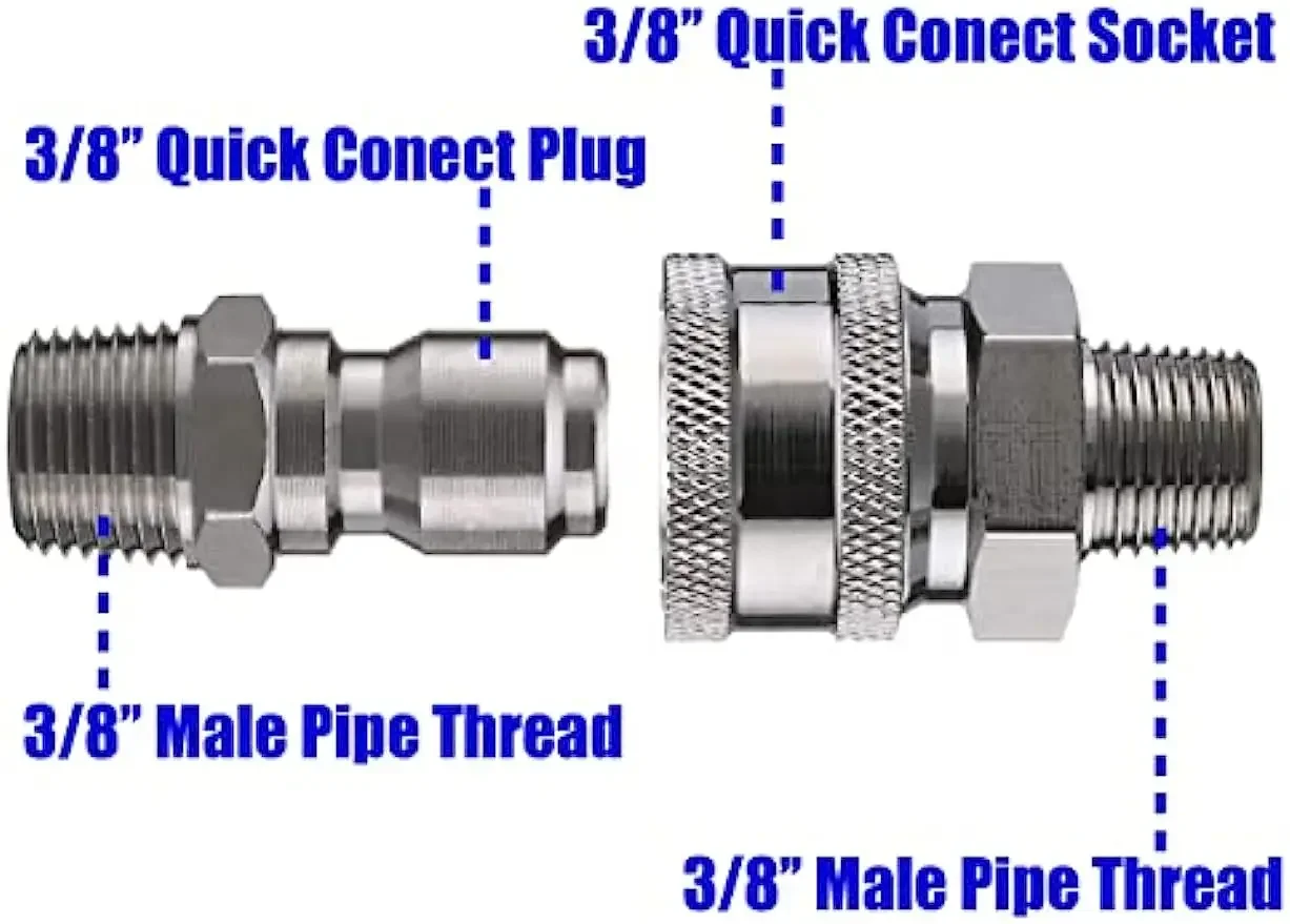 Pressure Washer Adapter Set, Quick Connect Kit, 3/8’’ Male Thread Fitting, 5000 PSI