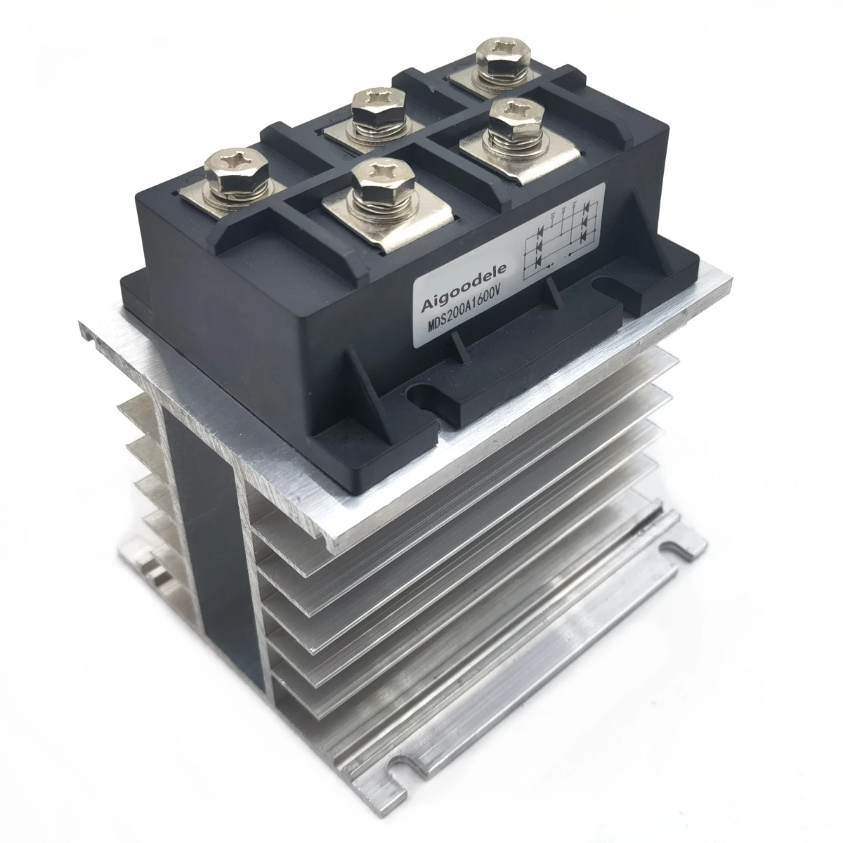 1pieces MDS200A 3-Phase Diode Bridge Rectifier 200A1600V Three Phase Bridge Rectifier with Heat Sink H110 Aluminum Radiator