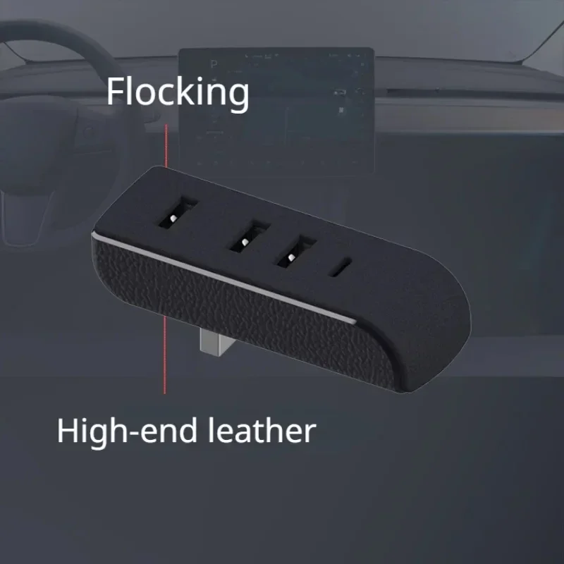 Glove Box USB Hub Ports For Tesla Model 3 Y Docking Station 4-in-1 USB Extender Charger Spiliter Upgrade Data Transfer Adapter