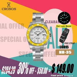 Cronos Diver Men's watches Panda Black & White Date NH35 Ceramic Rotating Bezel 200 meters Water Resistant Glide Clasp Man Watch