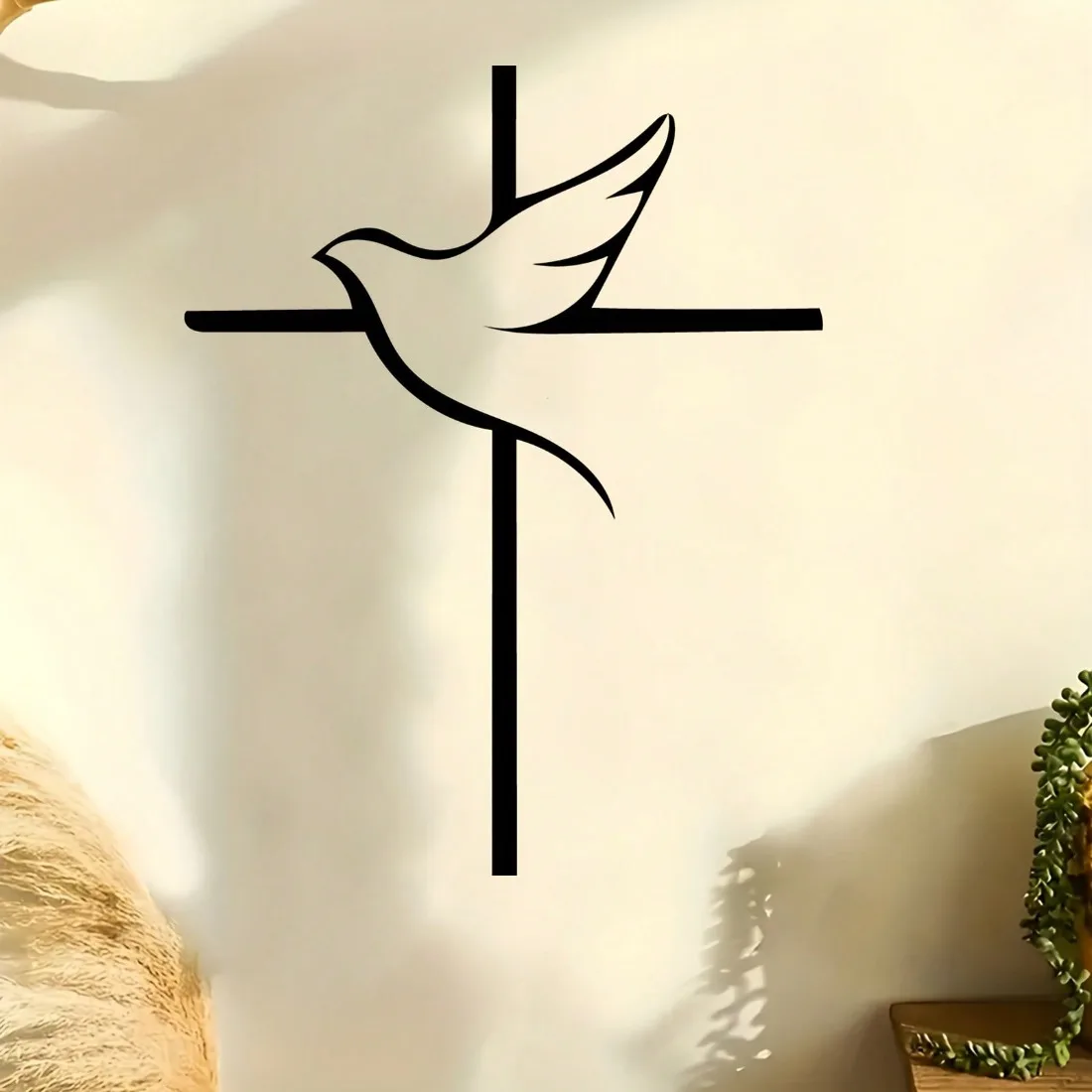 Dove & Cross Metal Wall Decor, Rust-Proof Religious Art & Gift