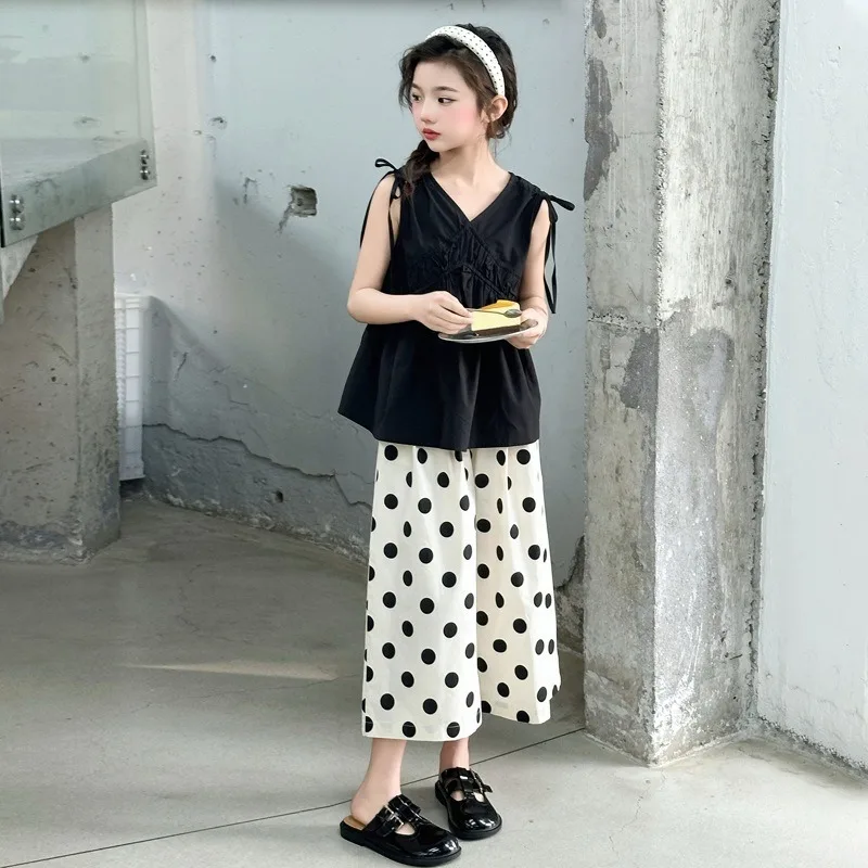 Summer Girls Set 2026 New Sweet Girl Korean Medium and Large Children Shirt Paired with Pants Two-piece Set