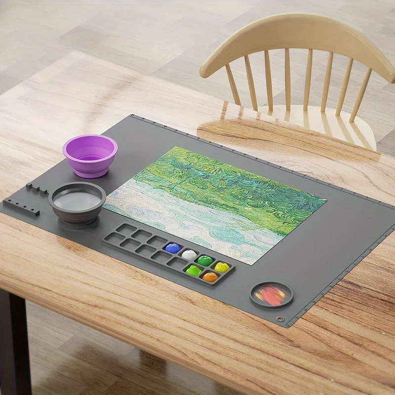 Extra-large silicone canvas set, easy to clean, non-slip design, art board,graffiti silicone canvas with painting mixing palette
