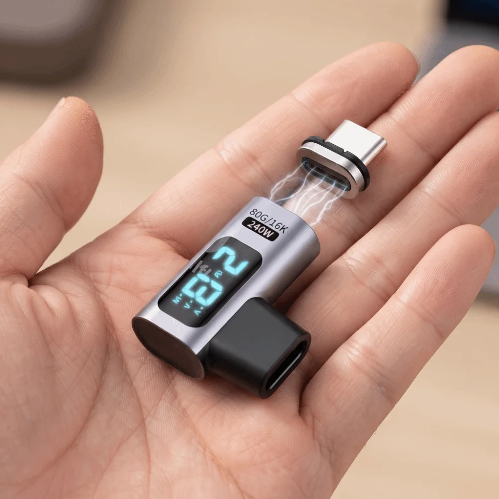 Converter 240W Type C Adapter 16K Video 5A Magnetic Adapter 80Gbps Full Function USB C to USB C Adapter Fast Charge