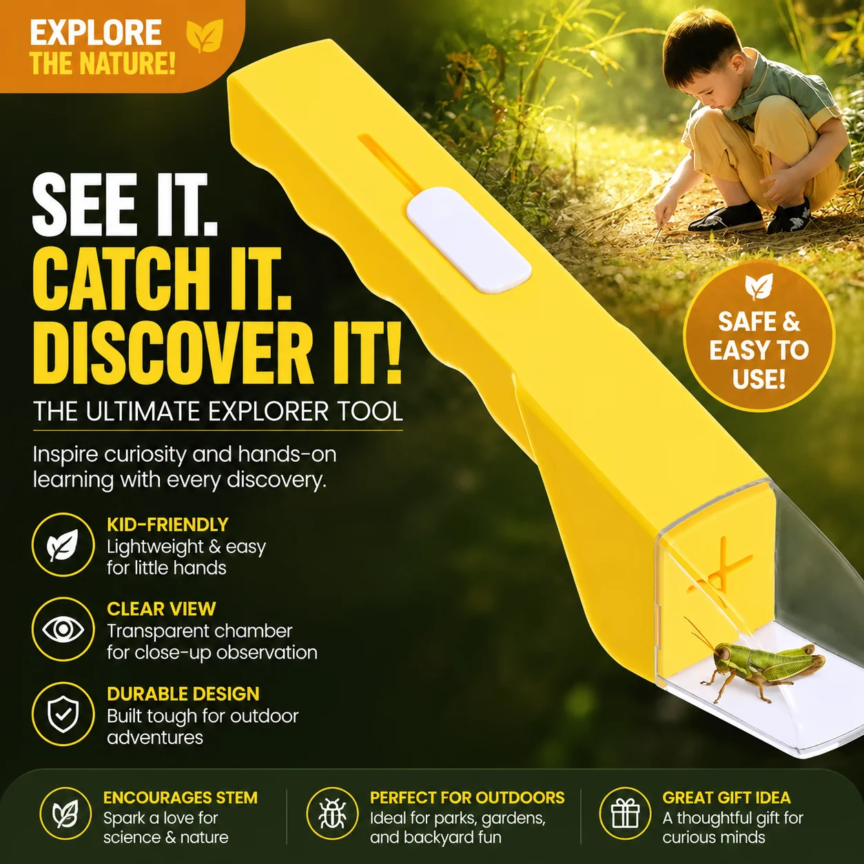 Outdoor Insect Catcher Exploration Insect Observation Box for Kids Educational Tool Bug Catching Net And Jar Set