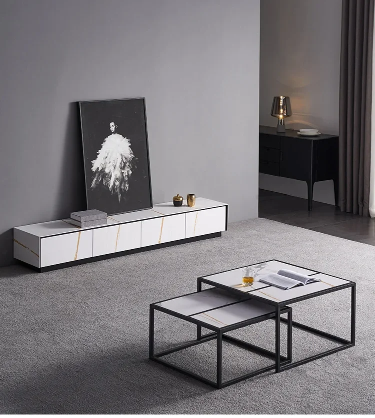 

Nordic size square coffee table combination Italian minimalist living room small apartment coffee table simple