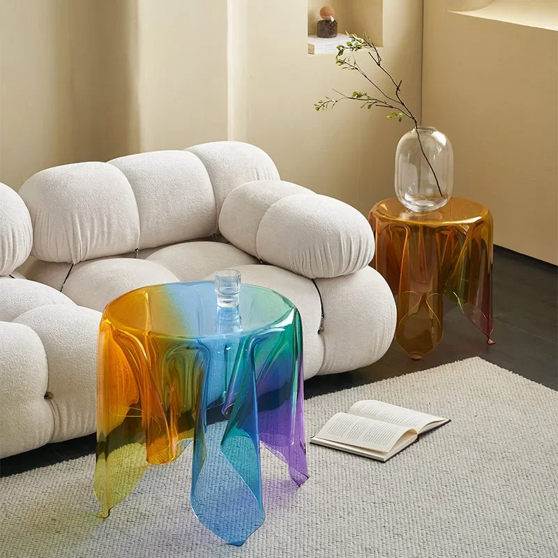 북유럽, 아크릴, 무지개, 유광, 창의적, 디자인, 가정, 마법의 식탁보 커피 테이블