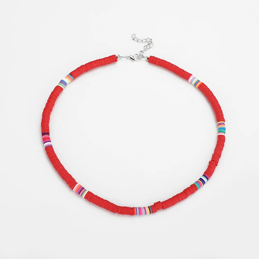 

Clay Alloy Necklace For Women Lightweight Colorful Choker Boho Beachwear Summer Festival Travel Accessory Statement Beaded