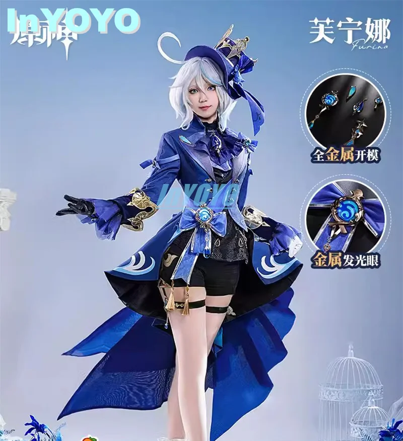 InYOYO Furina Cosplay Genshin Impact Costume Game Suit Focalors Uniform Party Dress Halloween Carnival Outfit Women S-3XL NEW