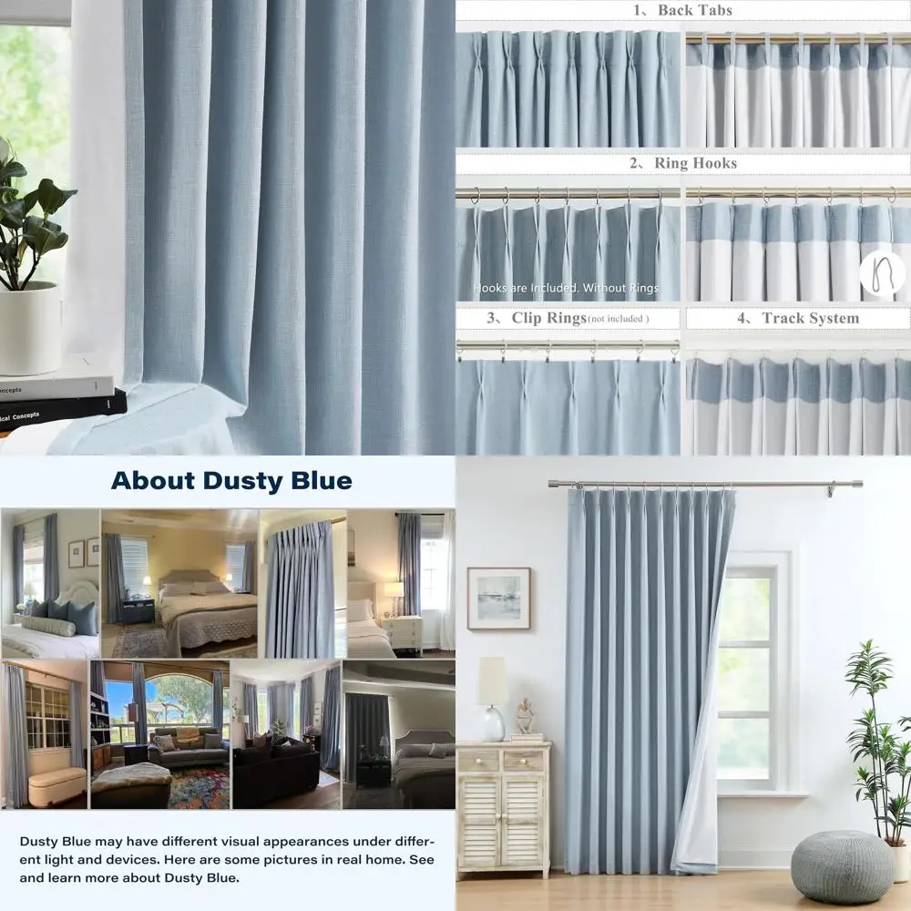 

Французские плиссированные светонепроницаемые шторы с подкладкой, длина 90 дюймов, современные затемняющие занавески для различных помещений, энергоэффективные, 60 дюймов в ширину x 9 футов в высоту.