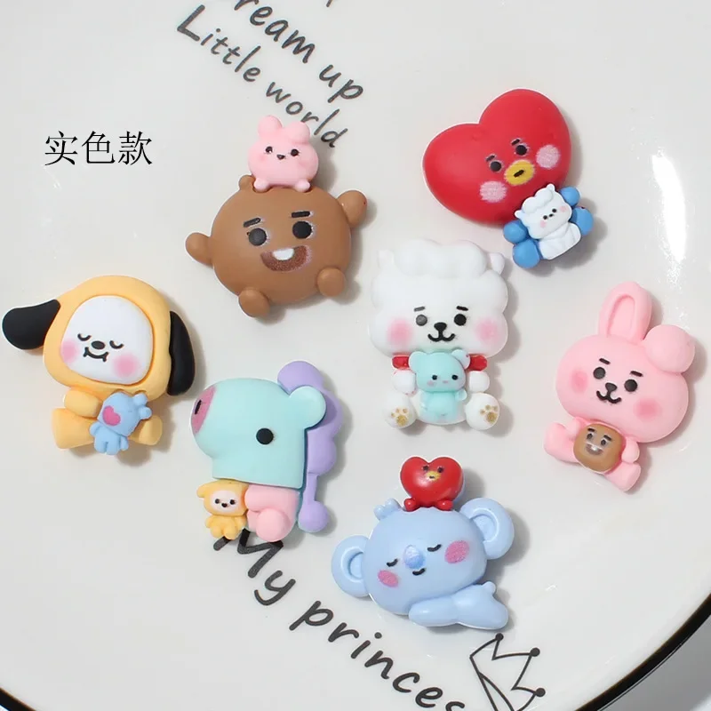 7pcs Set Cartoon Animals Resin Can Be Used As Earrings, Hair Clips, DIY Keychain Bracelets Pendants, and Jewelry Accessories