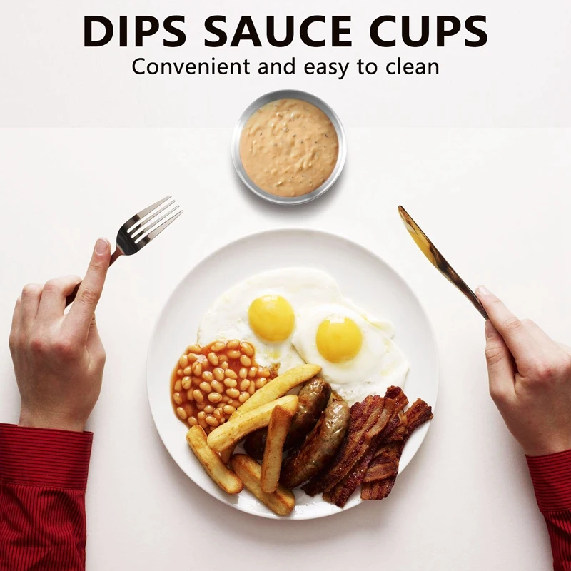 12 عبوة جديدة من أكواب صلصة البهارات المصنوعة من الفولاذ المقاوم للصدأ، أكواب صلصة غمس من الدرجة التجارية، أكواب بهار راميكين، أكواب جزء