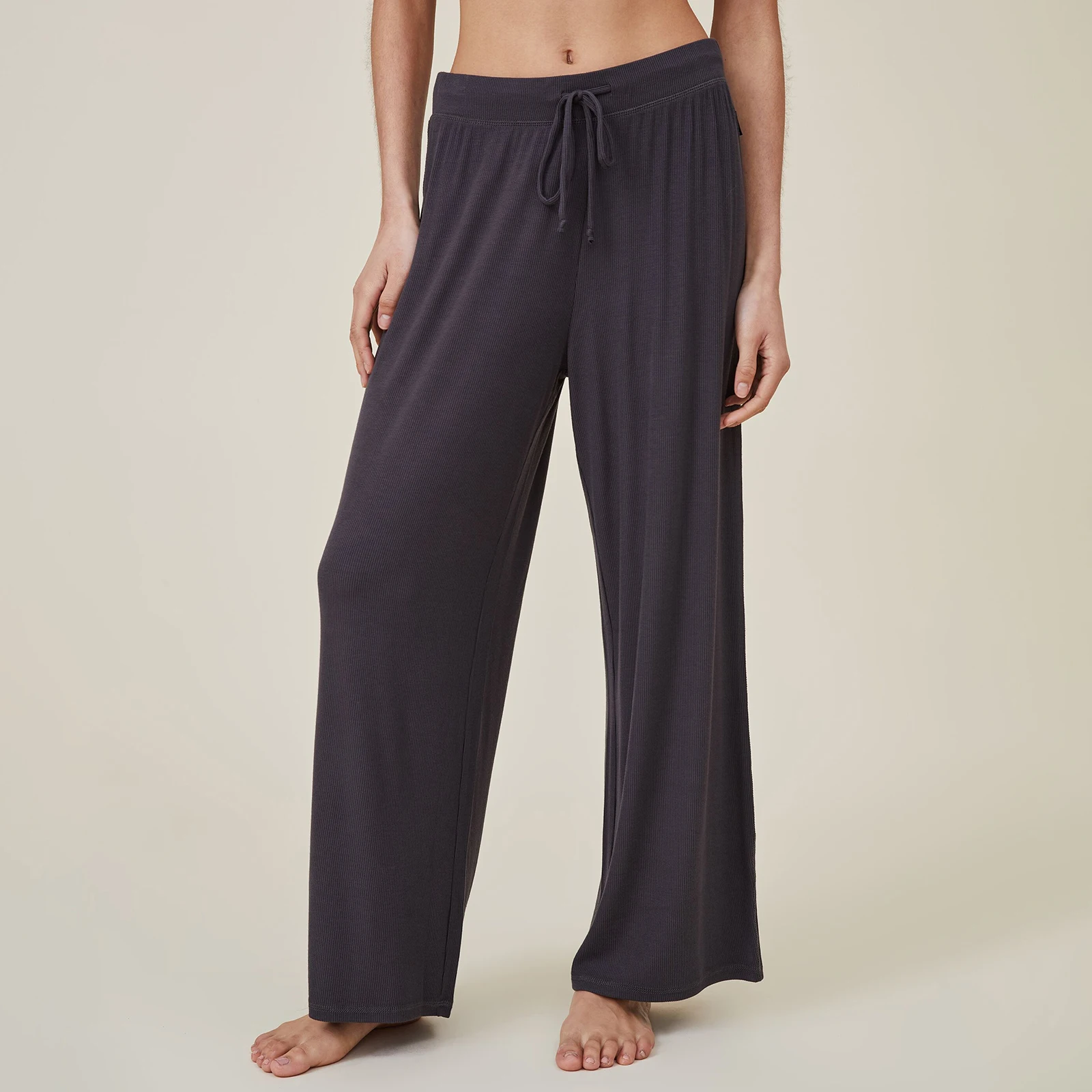 Pantalon de salon à taille élastique pour femme, pantalon de survêtement décontracté, pantalon à jambes larges, fond uni, document de proximité Wstring, printemps et été