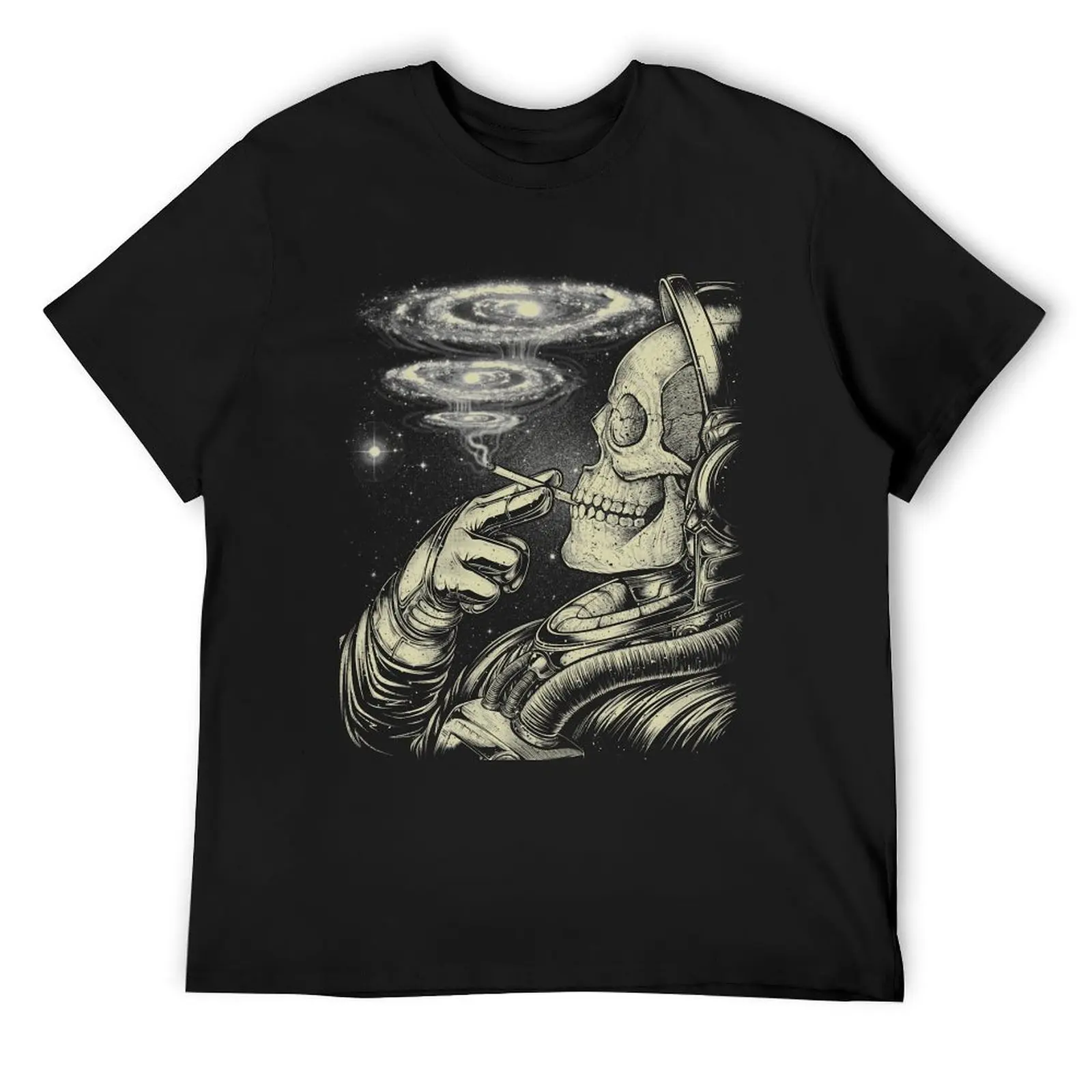 

Winya No. 31 Relaxing Skeleton Astroanut Smoking Amoung the Stars in the Space T-Shirt clothes mens plain t shirts