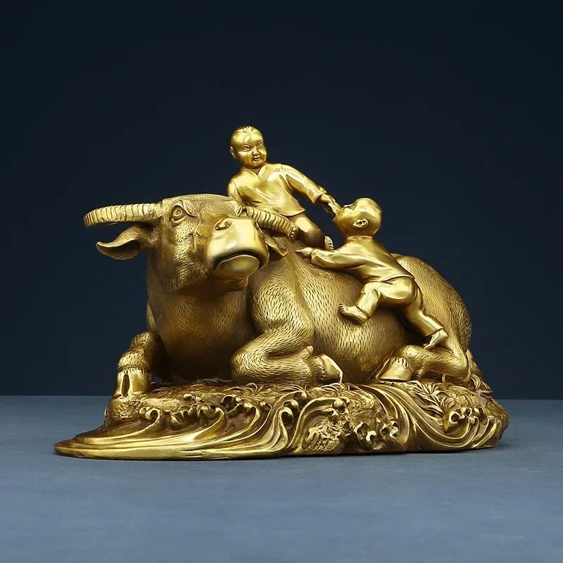 Creative Shepherd Riding Bull Statue Decoration Living Room Office Desk Wine Cabinet Home Decor Decoration Gift