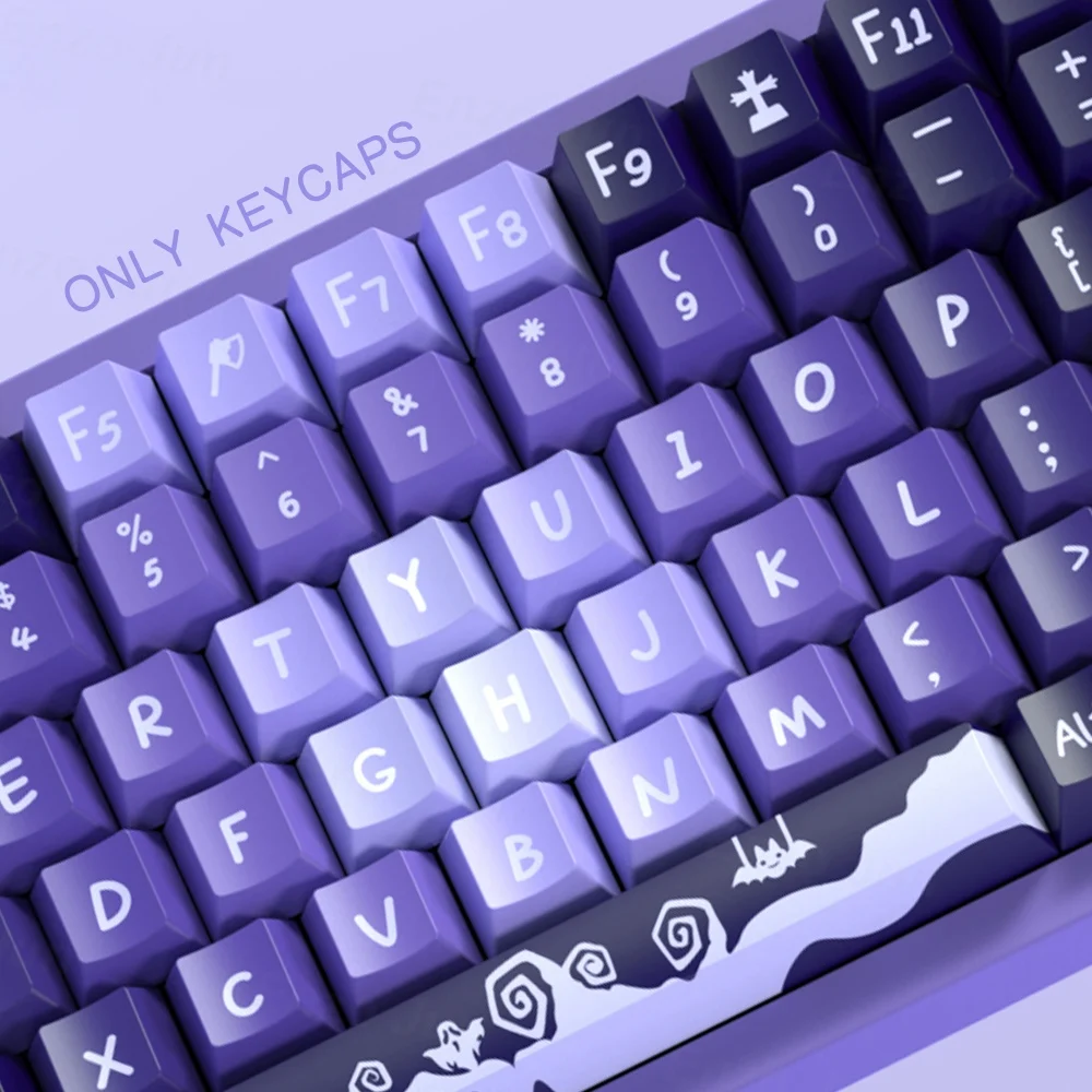 Imagem -02 - Crybaby-teclado Mecânico Keycaps Gradiente Roxo Perfil Cereja Pbt Layout Iso 61 64 68 75 80 81 82 83 84 87 98 104 108