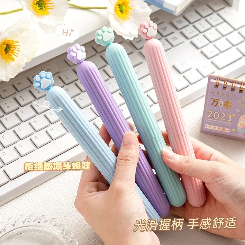 Women's Hair Brush Portable Cat Claw Macaron Color Cartoon Pen Comb Suitable for Domitory Travel Comb with Lid Girls Comb