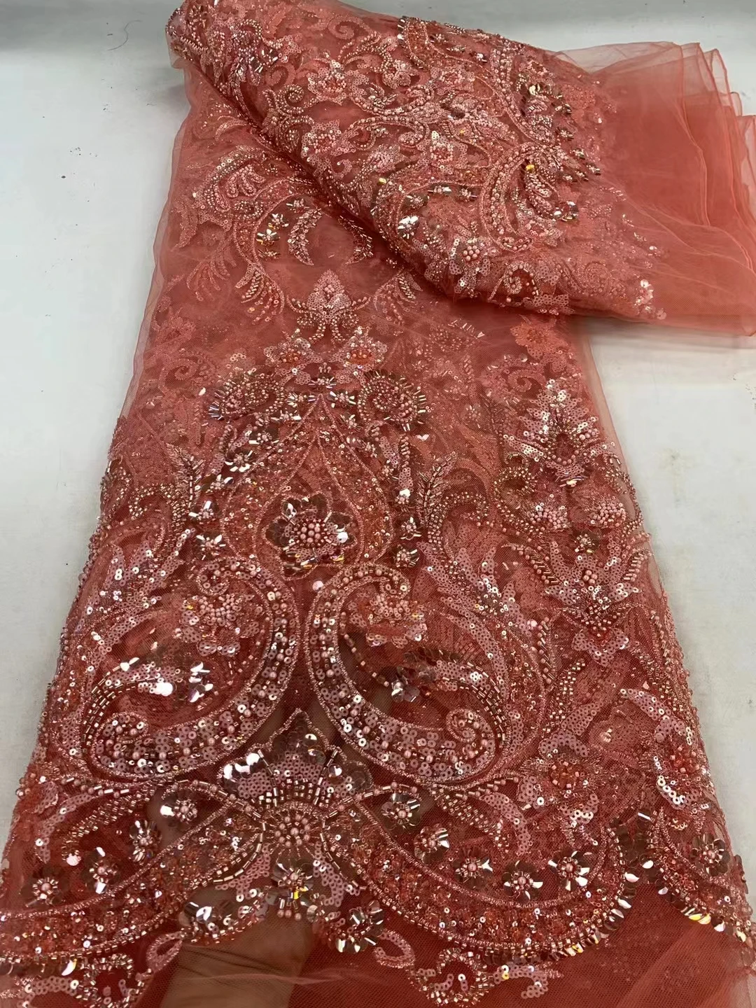 

DUOFEIYA Sequin Luxury Beads Lace African 2024 High Quality 5 Yards Handmade Sequins Fabric Nigeria For Evening Party Dress