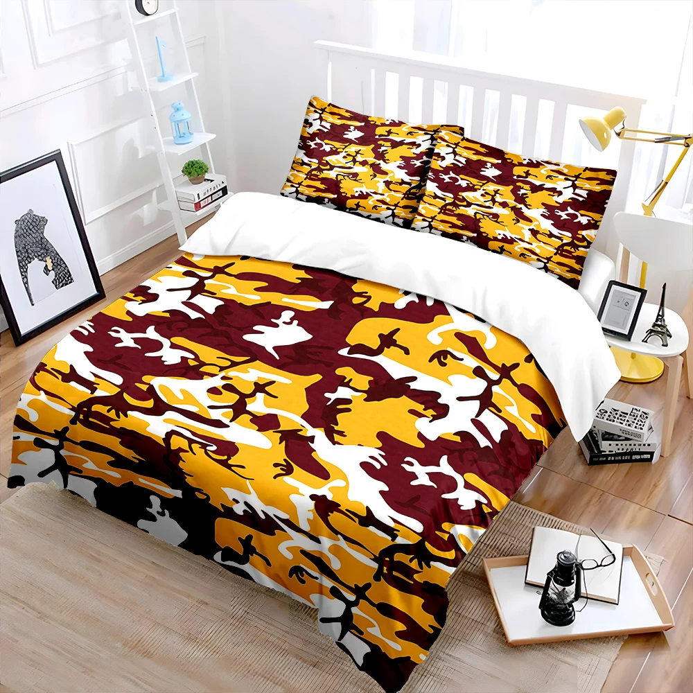Camouflage Pattern Design Bedding Set for Kids Luxury Gift 3pcs Digital Print Comforter Set Soft Comfortable Breathable