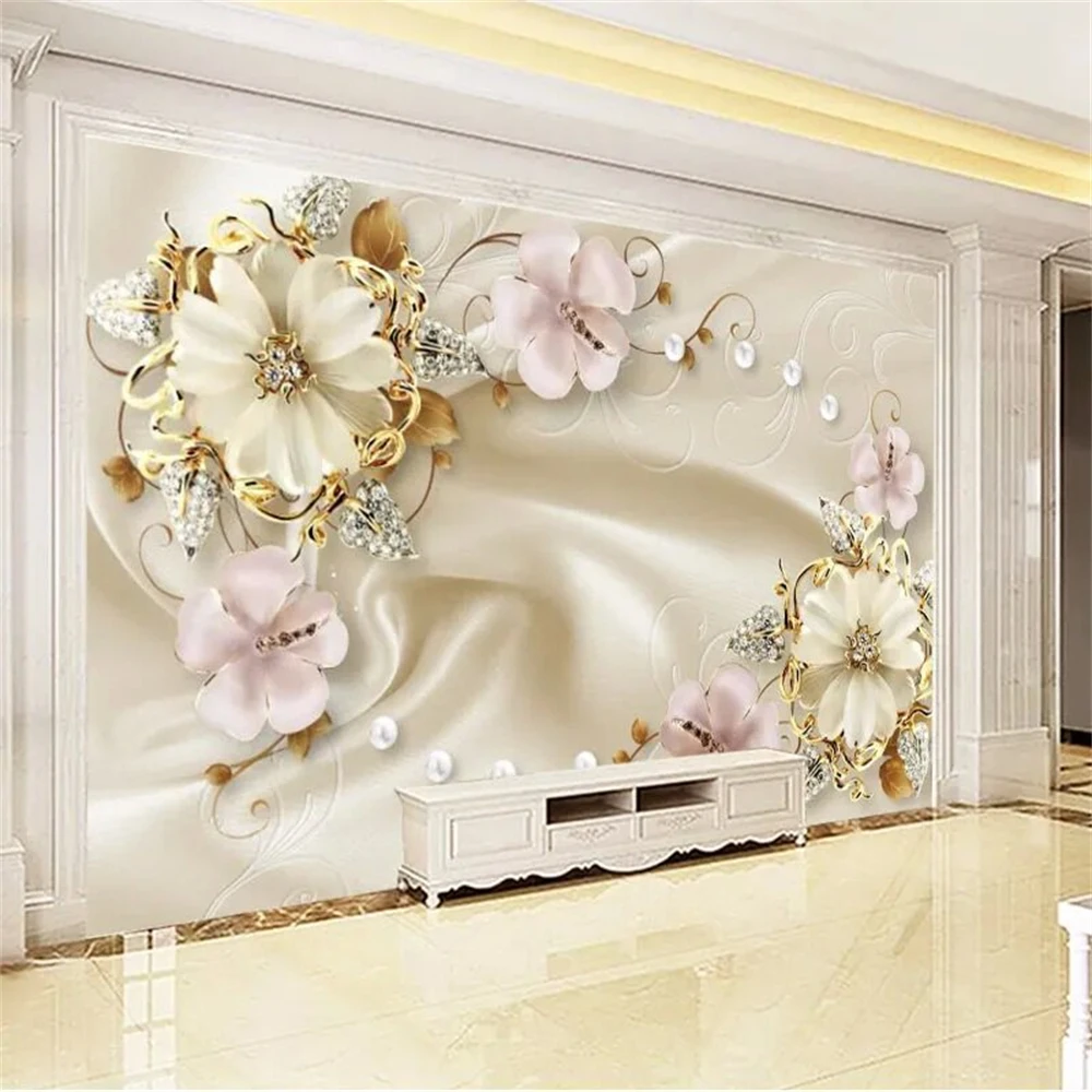 

Ювелирные изделия на заказ, золотые цветы, обои для гостиной, бабочка, современный диван, спальня, ТВ-фон, фреска, 3d художественные обои, фреска