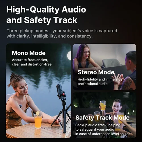 Imagen 2 del producto Ulanzi AM18 U-Mic 2,4G micrófono inalámbrico estéreo 100m pastilla 20 + H grabación de doble canal para DSLR IOS Android PC entrevista en vivo