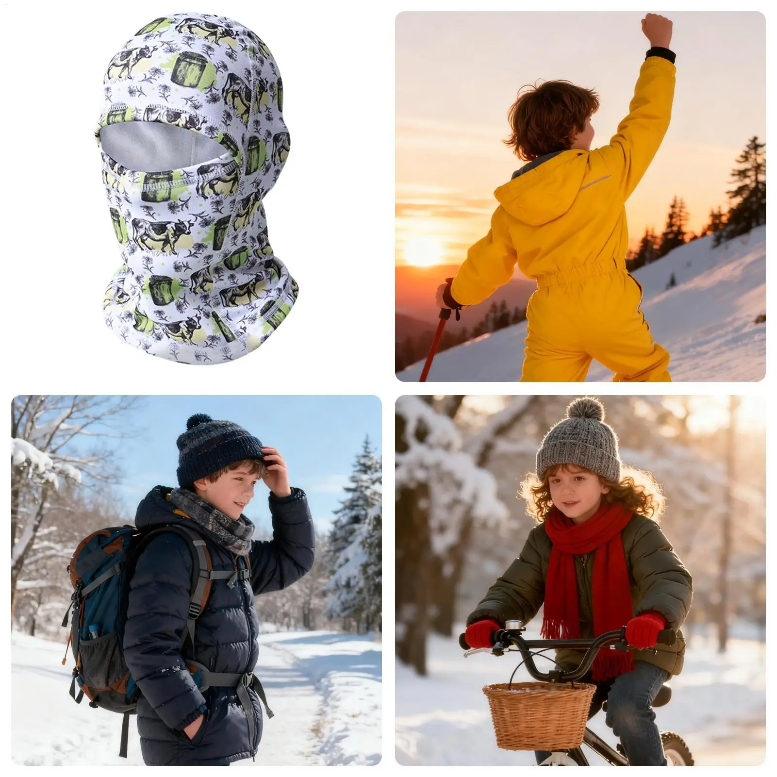 Unisex Kids Ba&laclava, Winter Face Mask Warm Windproof, Breathable Soft Elastic For Skiing Bike Riding Climbing Outdoor Sports