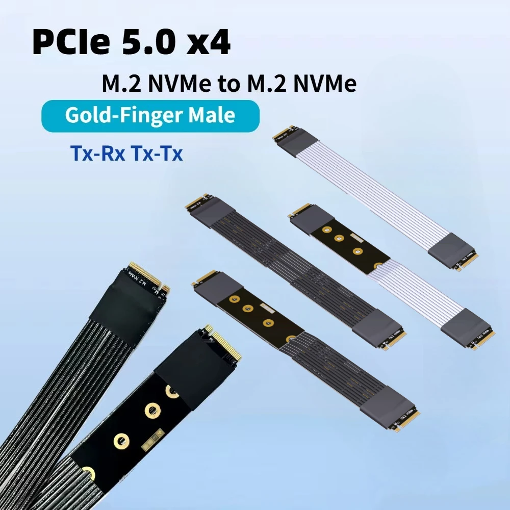 K44SS-BK PCIe 5.0 X4 M.2 NVMe To M.2 Nvme SSD Male To Male Gold-Finger Cable Gen5 4x Signal Docking PCIe Tx-Tx & Tx- Rx Transfer