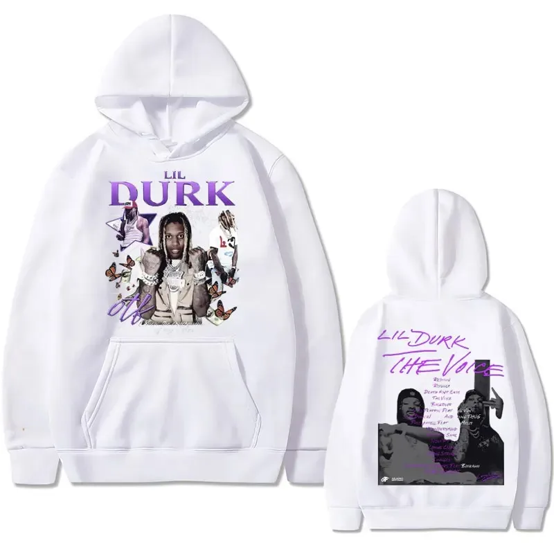 Rapper Lil Durk Graphic Print Hoodie Men Women Hip Hop Fashion Vintage Hooded Sweatshirts Men\'s Oversized Fleece Cotton Hoodies