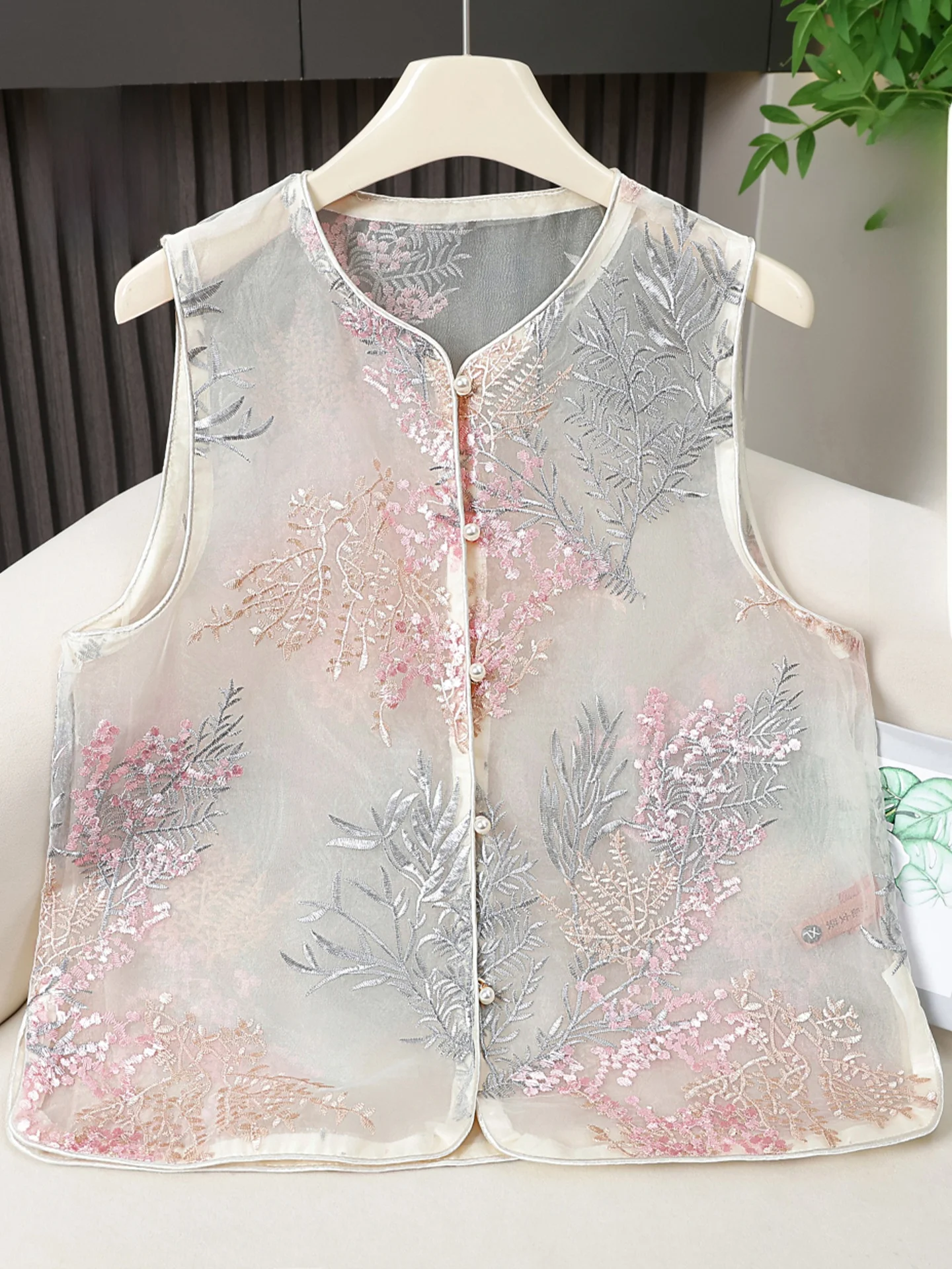 

Ele Embroidered Summer Vest Lightweight Open Cardigan Sle Faionable Chinese Sle Women's Outerwear for Middle-Aged M...
