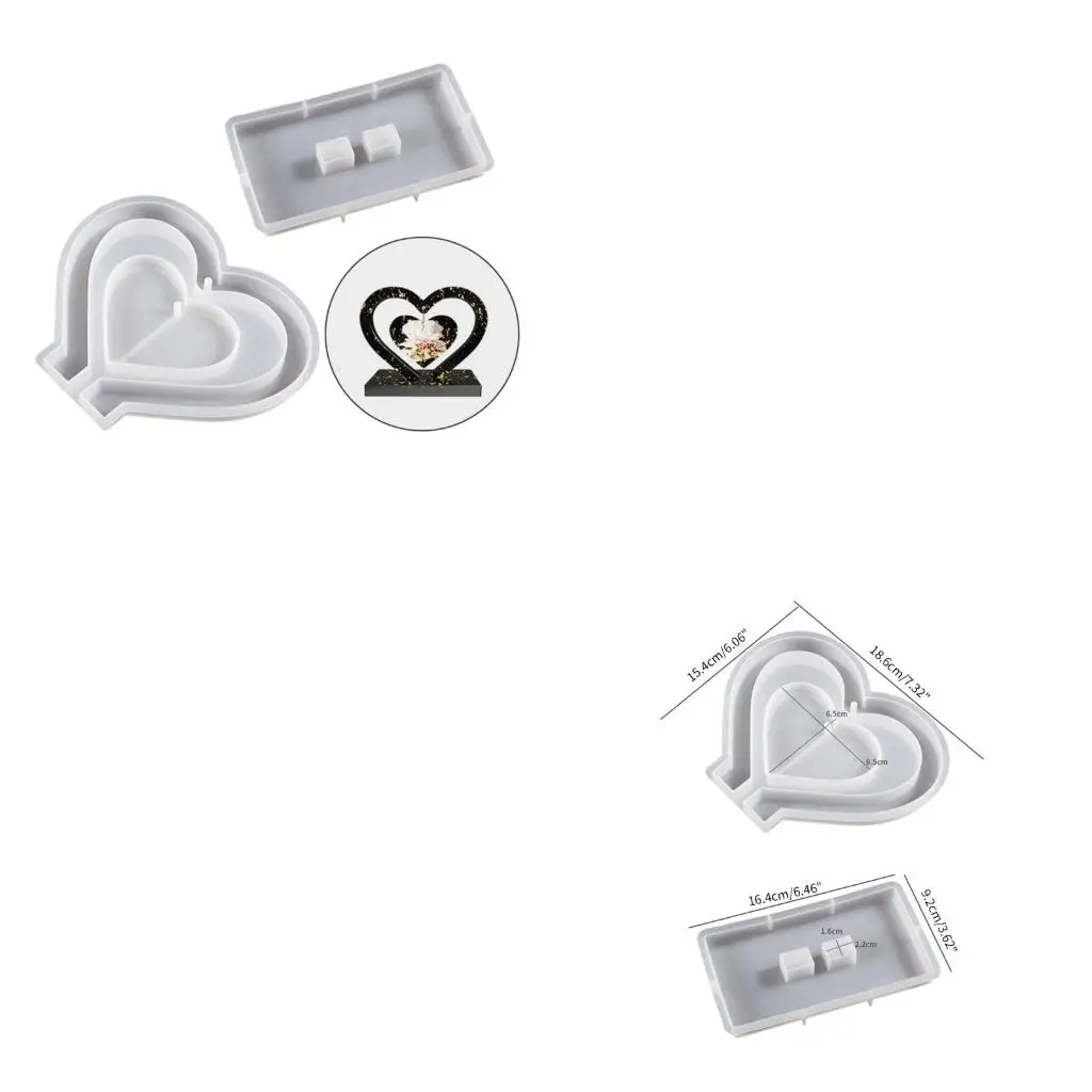 

Силиконовая форма для фоторамки из смолы в форме сердца для DIY, литейная эпоксидная форма с основой, поделки для стола, дома