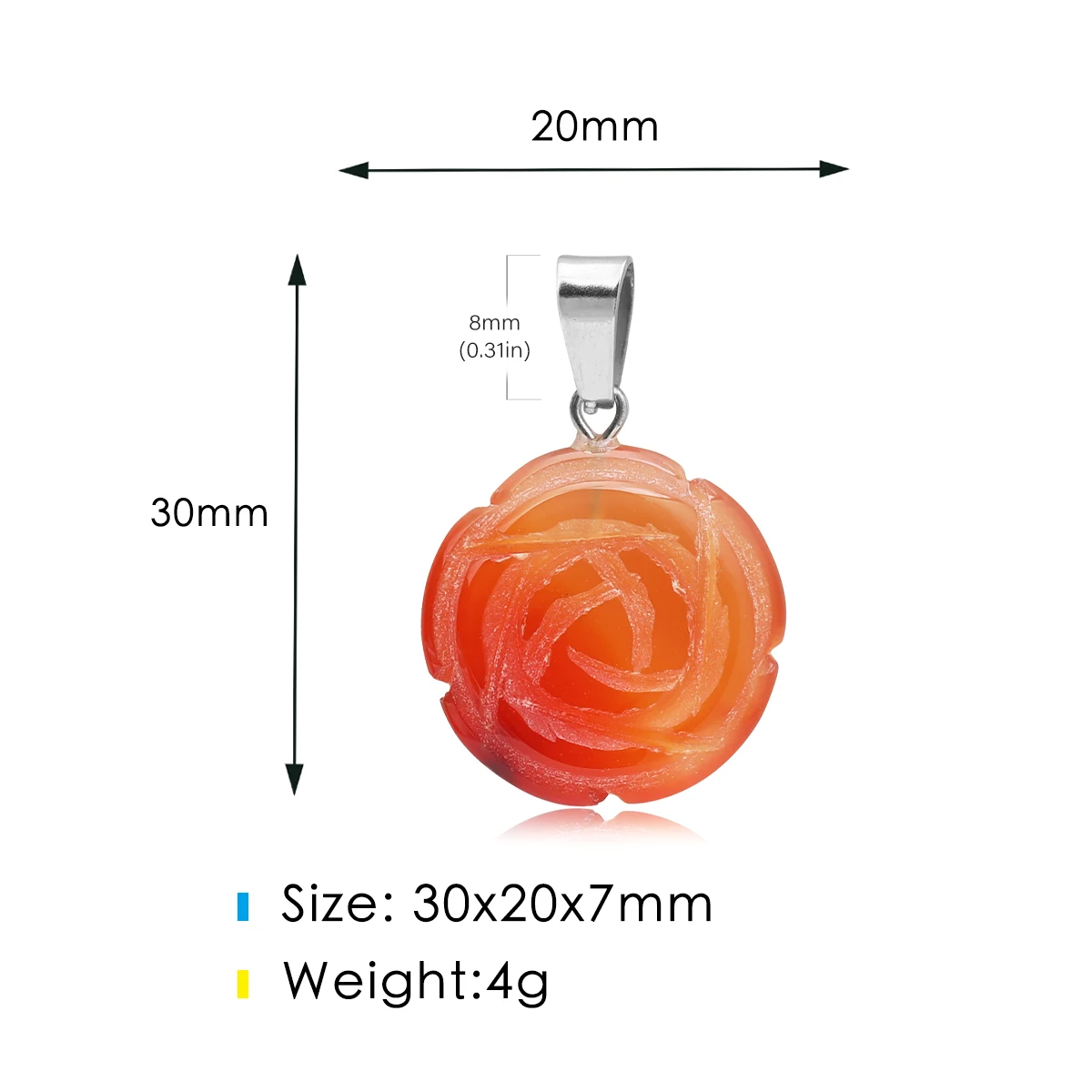 Natural Crystal Carved Rose Flower Stone Pendant Amethyst Quartz Agate Lapis Lazuli Jewelry Charm Chain Necklace For Women