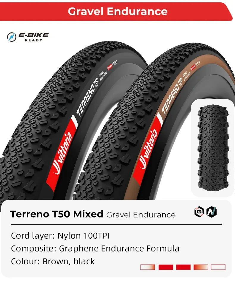 Vittoria TERRENO Mixed Gravel Endurance Fahrradreifen 700x40C Tubeless Gravel-Reifen für Geschwindigkeit & Leistung auf Hartem und Gemischtem Gelände – Detail 8