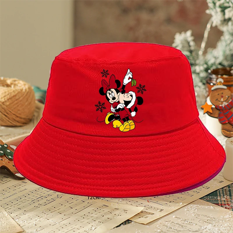 Sombrero de pescador de Mickey Minnie Mouse, bonito sombrero de dibujos animados de Navidad para niños, gorra de cubo plegable de verano al aire libre, sombreros para prevenir el sol de Navidad, regalos