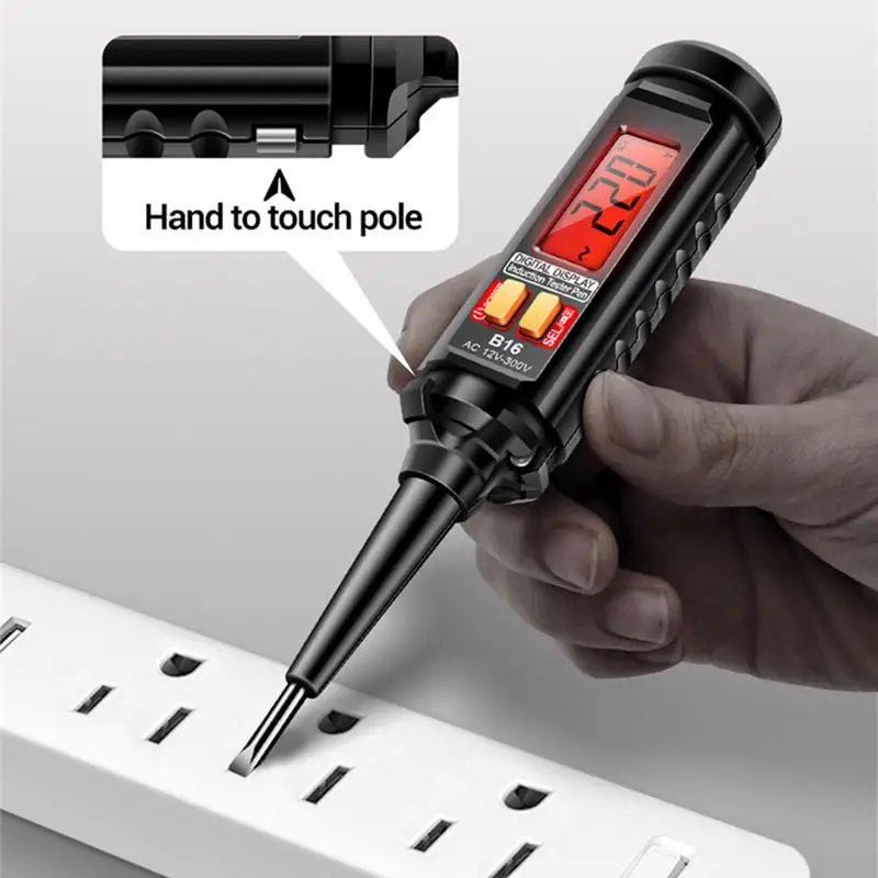 Voltage Detector Pen Neutral/Live Wire Tester LCD Backlight Digital Contactless Voltage Tester AC 12V-300V NVC Voltage Sensor