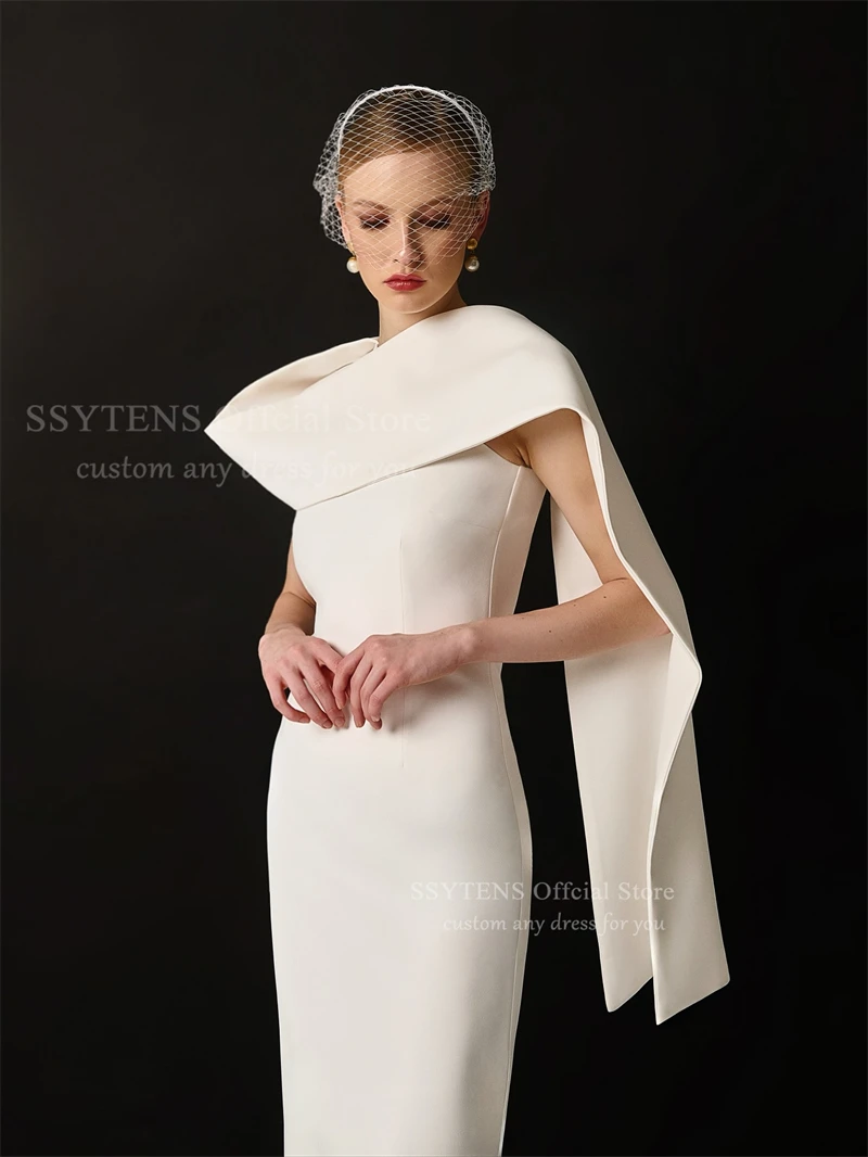 SSYTENS Abiti da sera semplici Abito da sera a sirena drappeggiato con una spalla per donna 2026 Abito da cerimonia nuziale elegante senza maniche