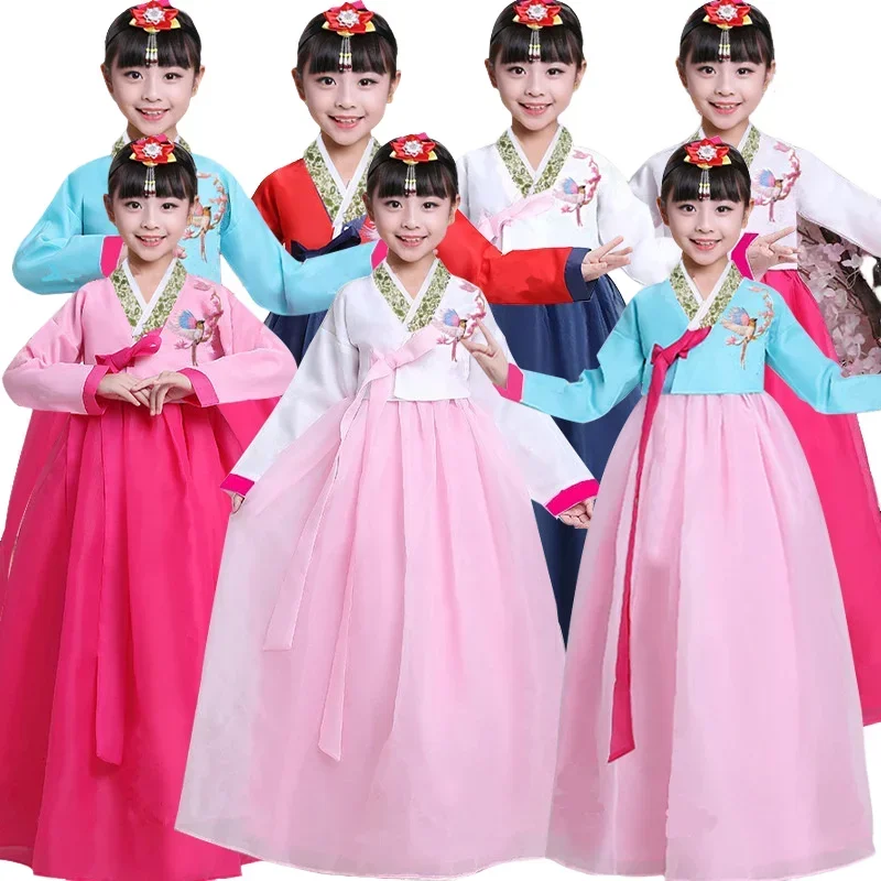 

Children Traditional Korean Dance Stage Costumes Girls Hanbok Wedding Dress Kids Performance Clothes Party Festival Outfit