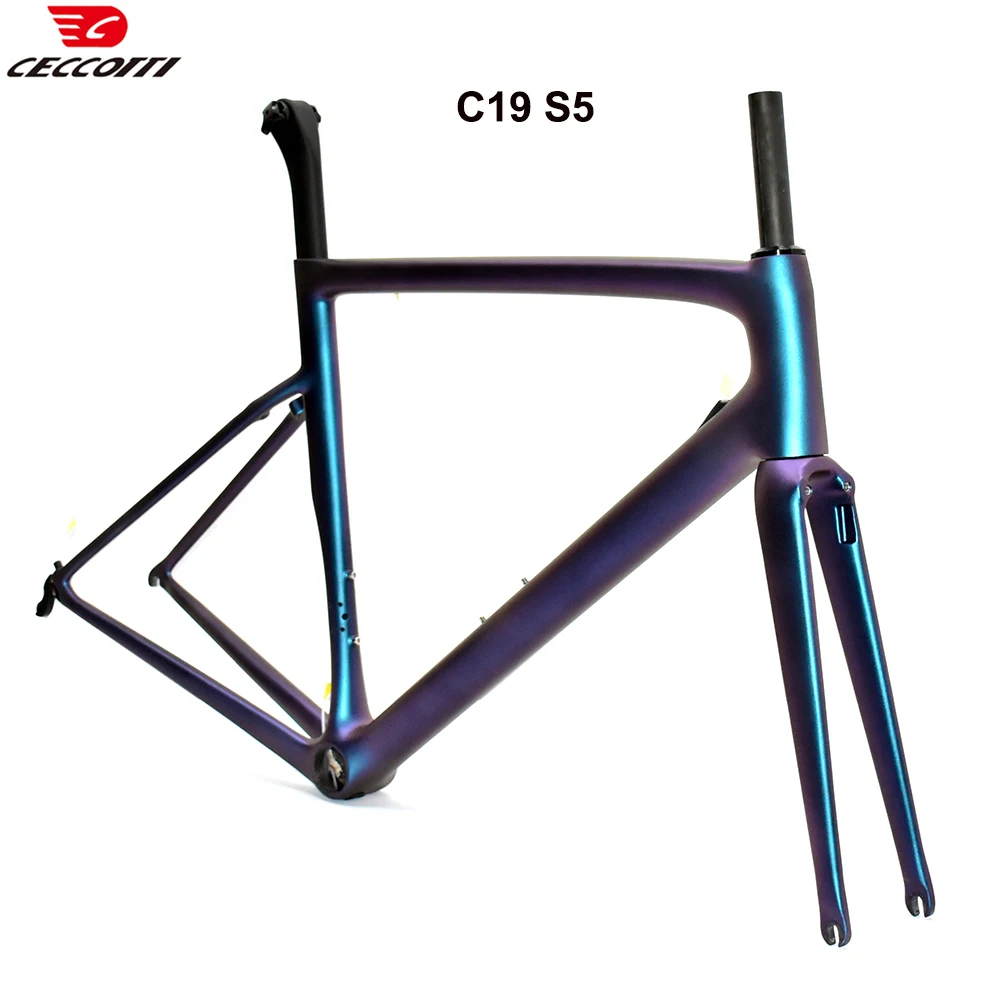 CECCOTTI Carbon Road Bicycle Frame Chameleon Color Bik Frameset 700C And Direct mount Brake Framework