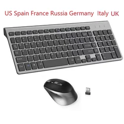 English Russian French Spanish Italy UK German Wireless Keyboard and Mouse Combo 2.4G USB Silent Keyboard Set for Laptop PC