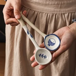 Ceramic Soup Spoon Japanese Tableware Eating Spoon Creative Long handle Spoon Kitchen Cooking Utensil Tool  Teaspoon For Kicthen