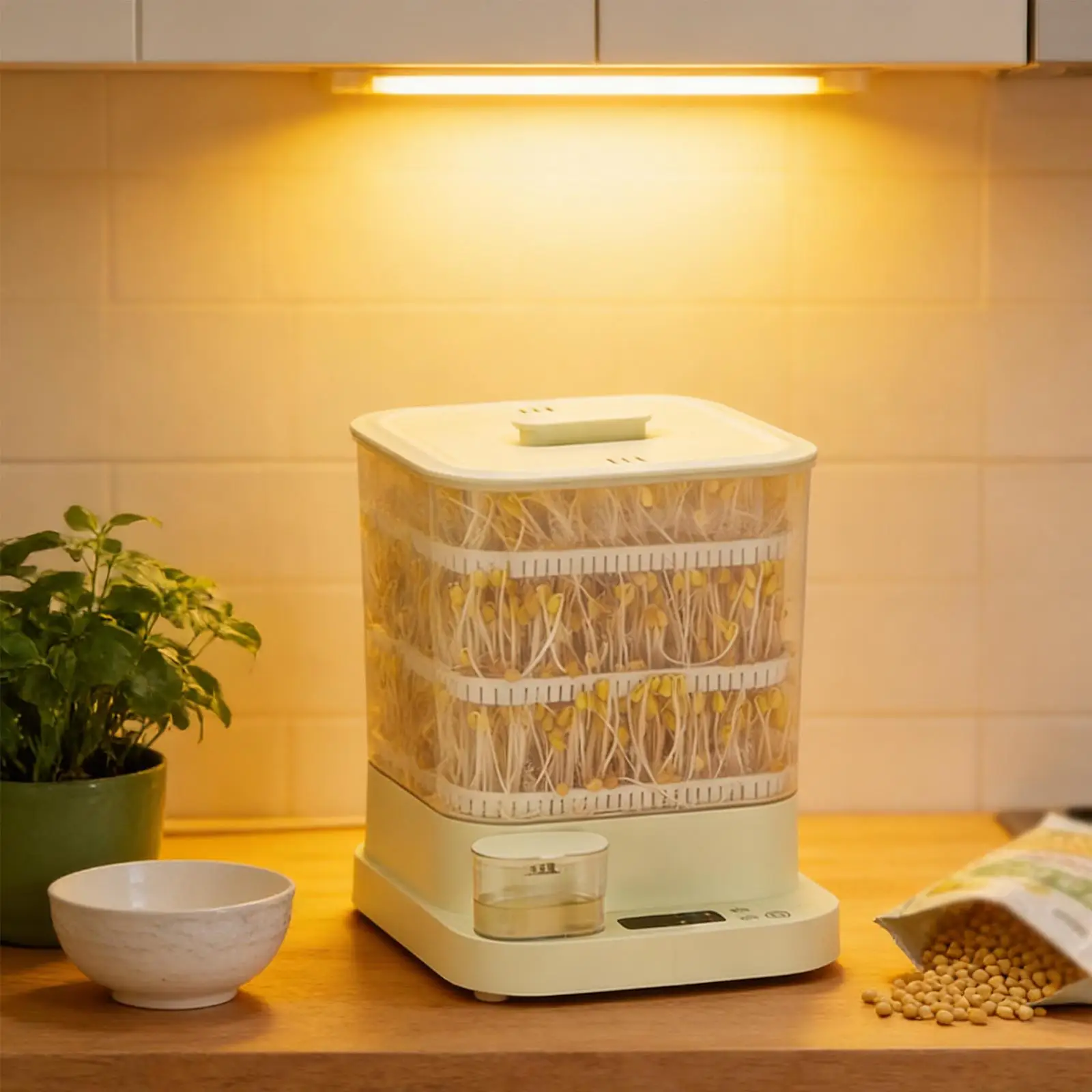 Adjustable Bean Sprouts Machine Large Volume Three Layer Plastic Sprouter Indoor Automatic Maker for Healthy Food Preparation