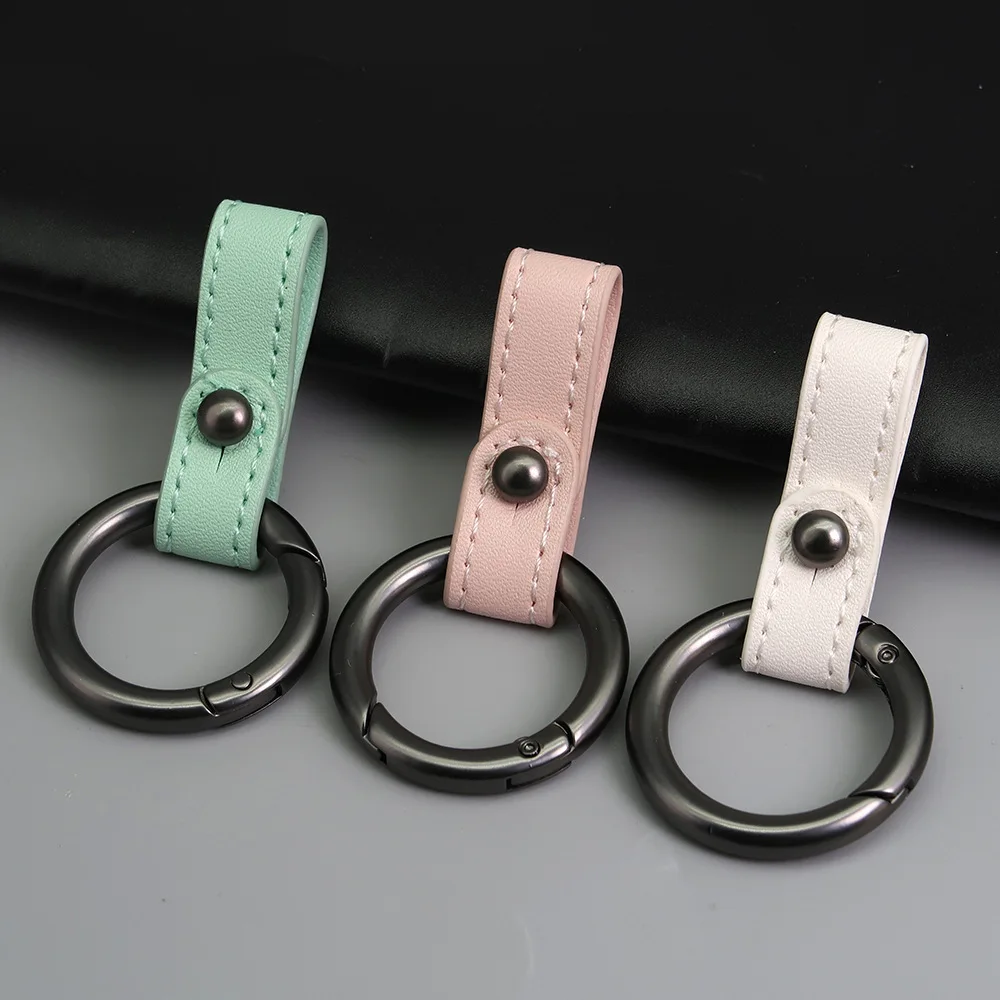High Quality PU Leather Key Rings Pendant Super Lightweight Zinc Alloy Ring Cowhide Keychain Multi-purpose Buckle Outdoor Tool