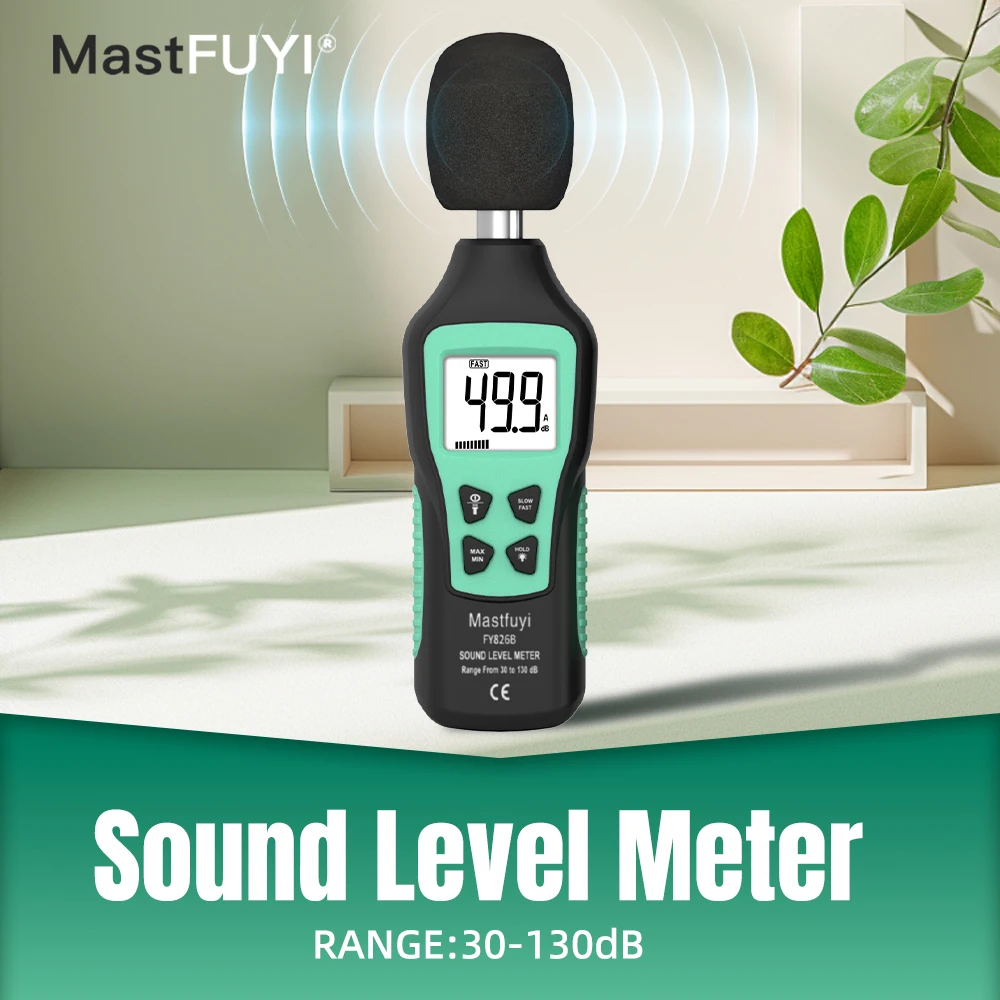 MASTFUYI Decibel Meter, Digital Sound Level Meter 30–130 dB Audio Noise Measure Device Backlight MAX/MIN, Data Hold Dual Ranges