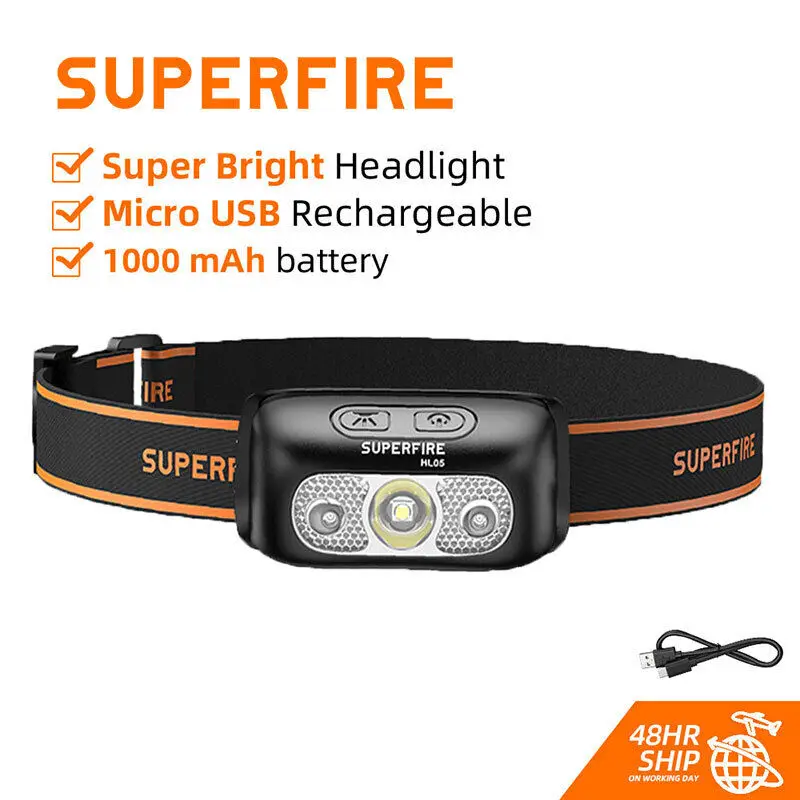 

SUPERFIRE HL05 Series Mini LED Headlamp With Motion Sensor Headlight USB Rechargeable Camping Fishing Head flashlight Lantern