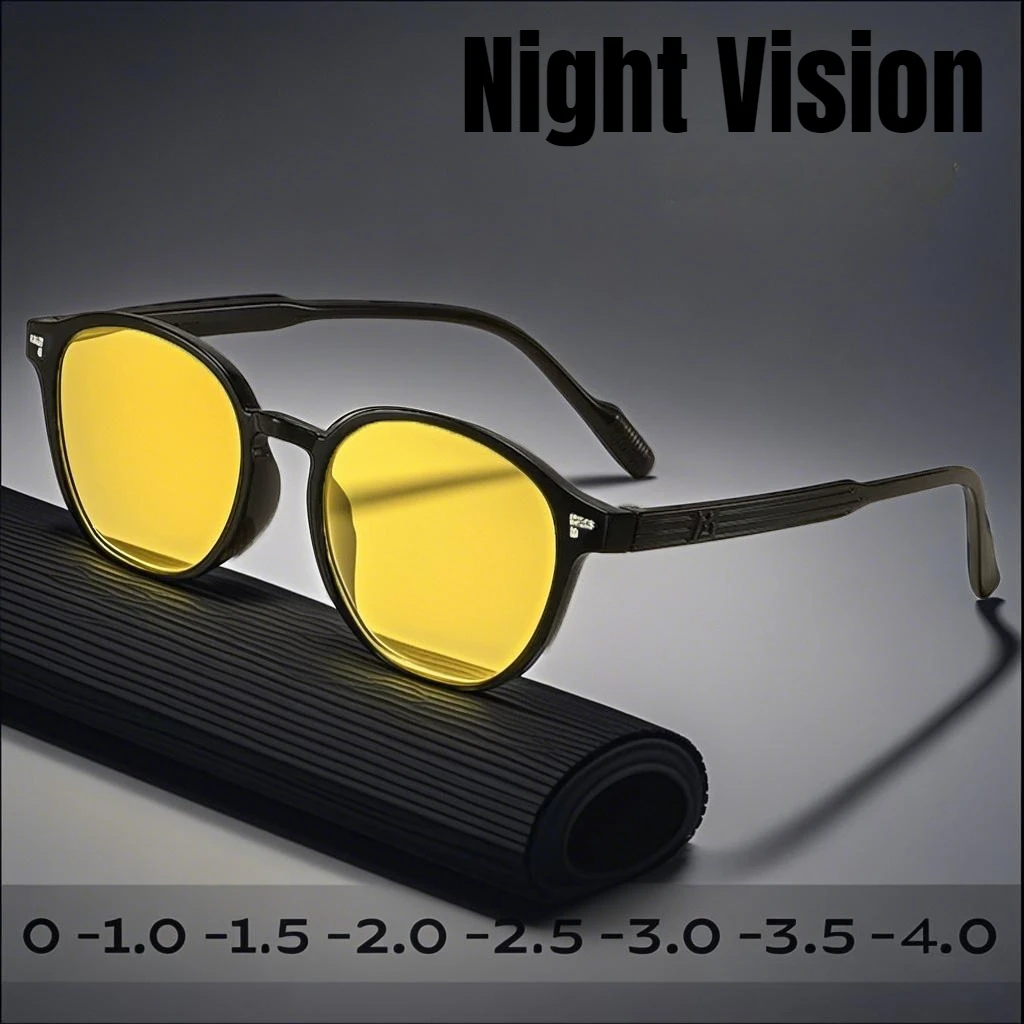 

Night Vision Myopia Glasses for Men Women Ultralight Blue Light Blocking Eye Protective Eyewear for Driving Diopters 0 To -4.0